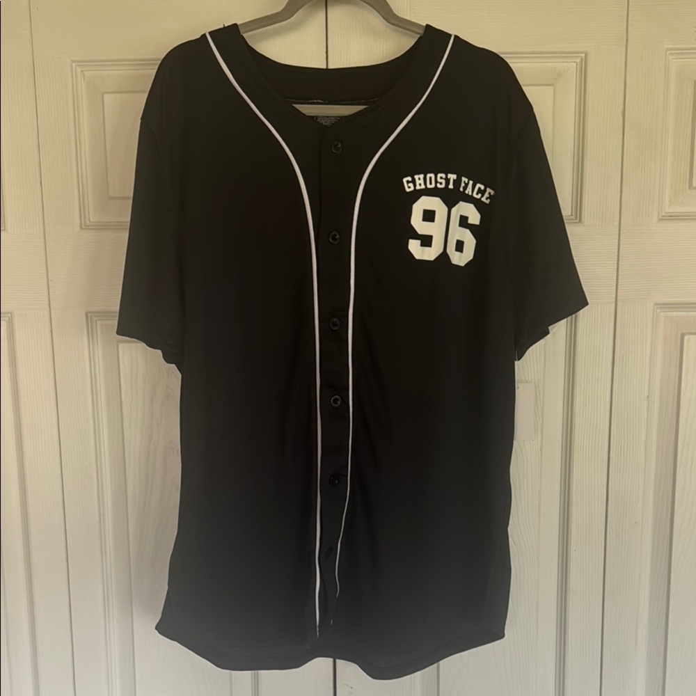 Black Ghost Face 96 Button-Up Jersey - Picture 2 of 8